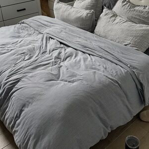 Brooklinen Grey striped duvet cover king sized